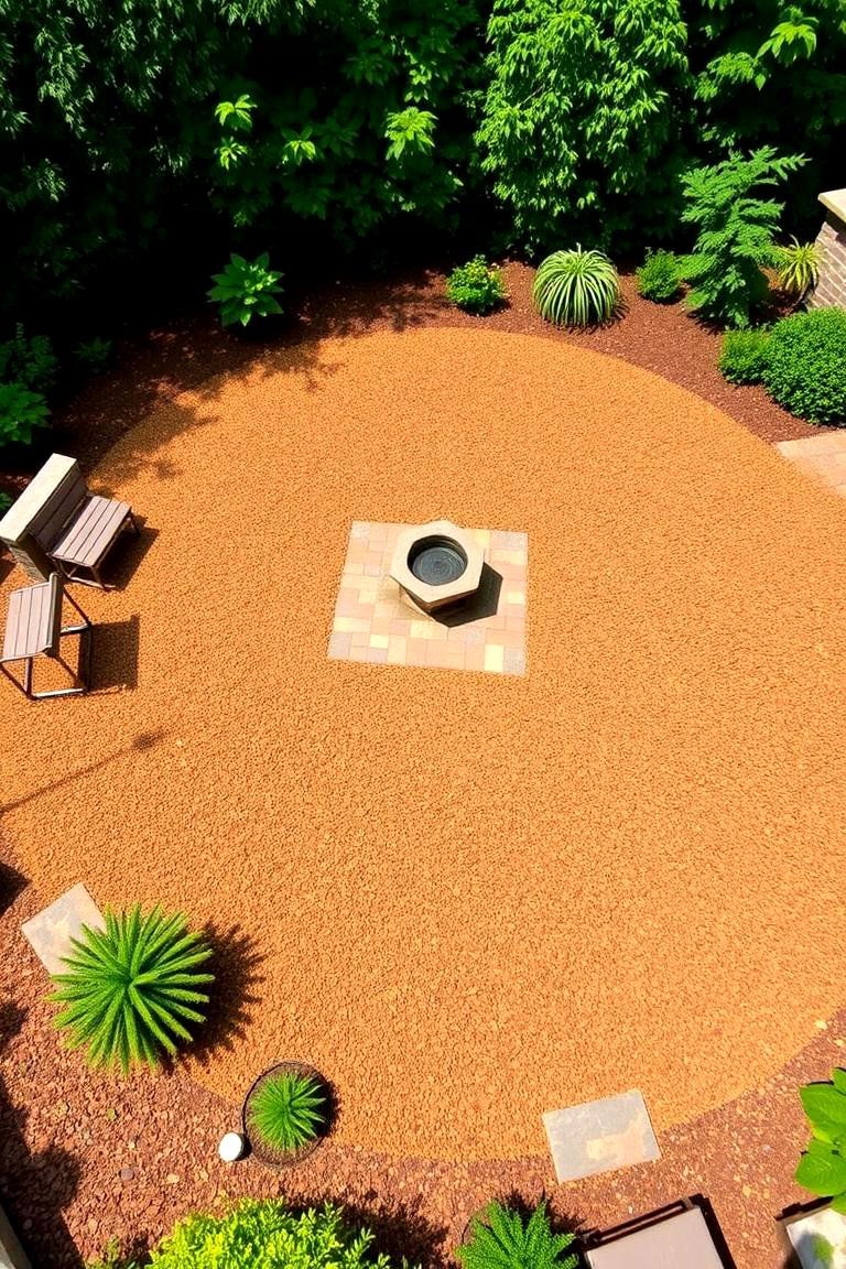 Large Mulch Patio with Circular Design - 24 mulch patio ideas