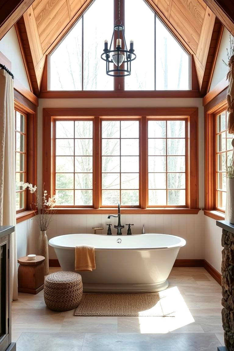 Large Windows for Natural Light - 24 Farmhouse Bathroom Ideas