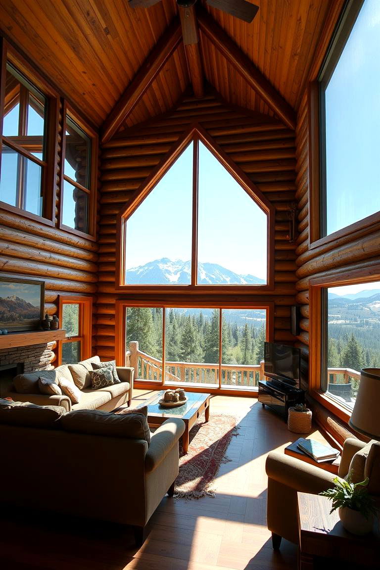 Large Windows for Natural Light - 24 Log Cabin Interior Design Ideas