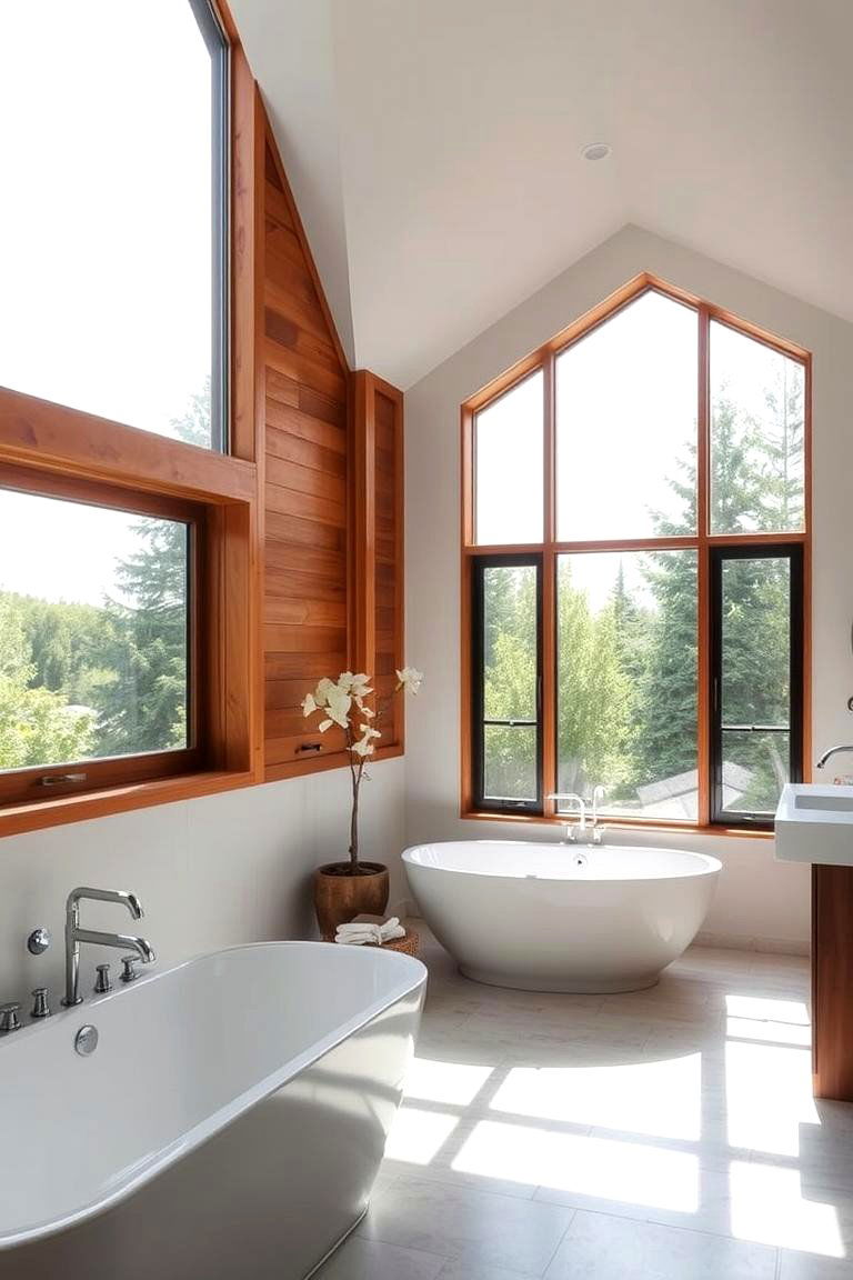 Large Windows for Natural Light - 24 Mid-century Modern Bathroom Ideas
