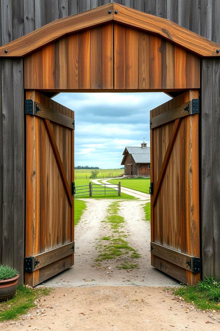 Large Wooden Farm Gate - 24 Front Gate Ideas