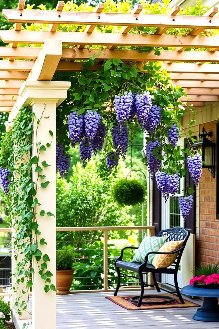 Lattice Covered Pergola - 24 Front Porch Pergola Ideas