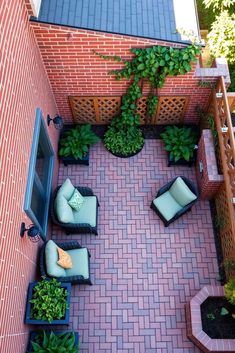Lattice Integrated Brick Patio - 24 Brick Patio Ideas