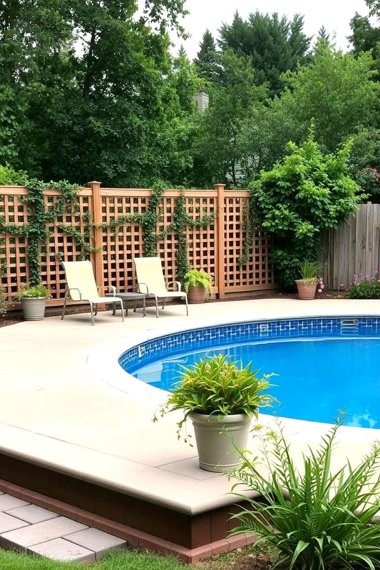 Lattice Privacy Screen - 24 Above-ground Pool With Deck Ideas