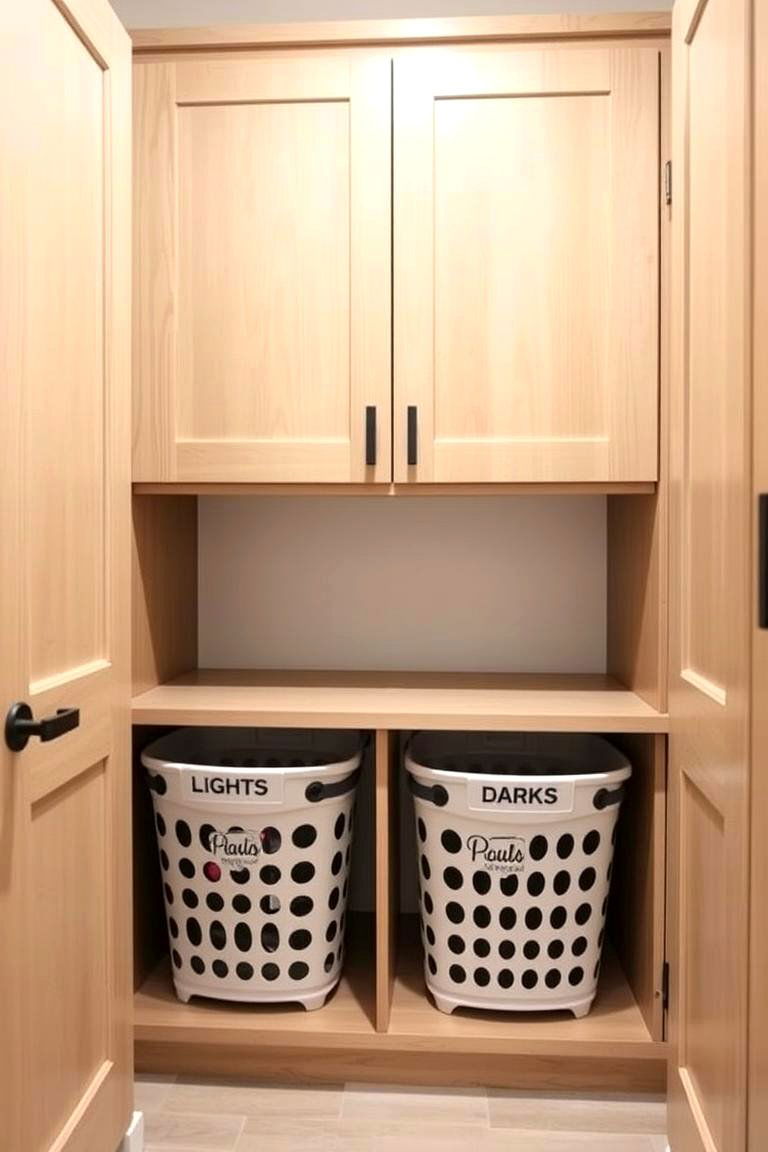 Laundry Baskets Integrated into Cabinetry - 24 Laundry Room Cabinet Ideas