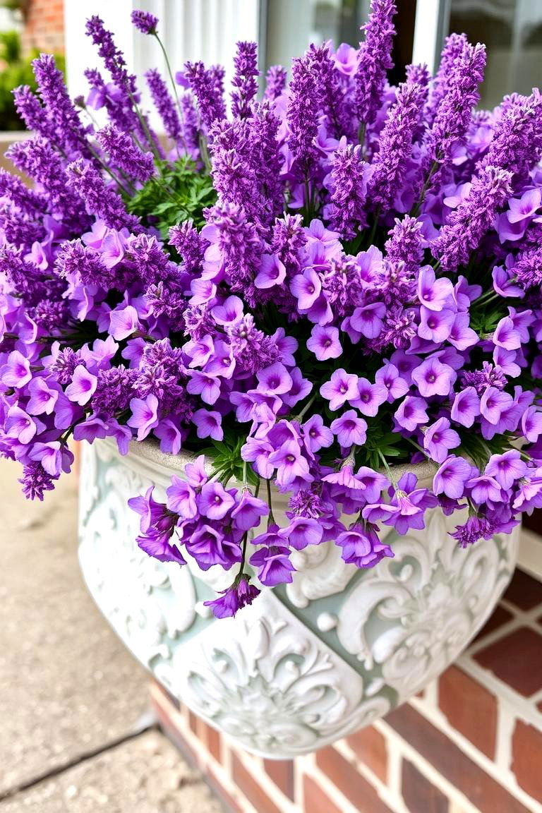 Lavender Flower Box Facade - 24 Lavender Front Door Ideas
