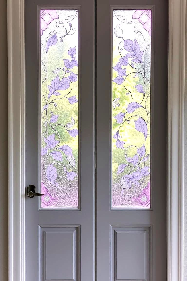 Lavender Glass Accents on Door - 24 Lavender Front Door Ideas