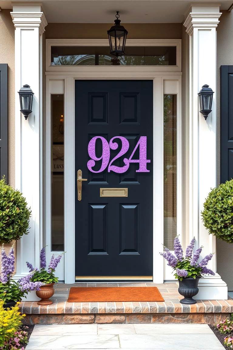 Lavender House Number Accents - 24 Lavender Front Door Ideas