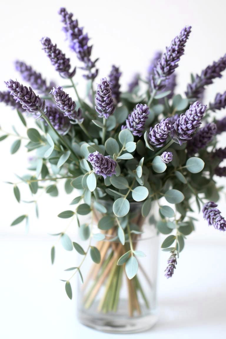 Lavender and Eucalyptus Arrangement - 24 Flower Centerpiece Ideas