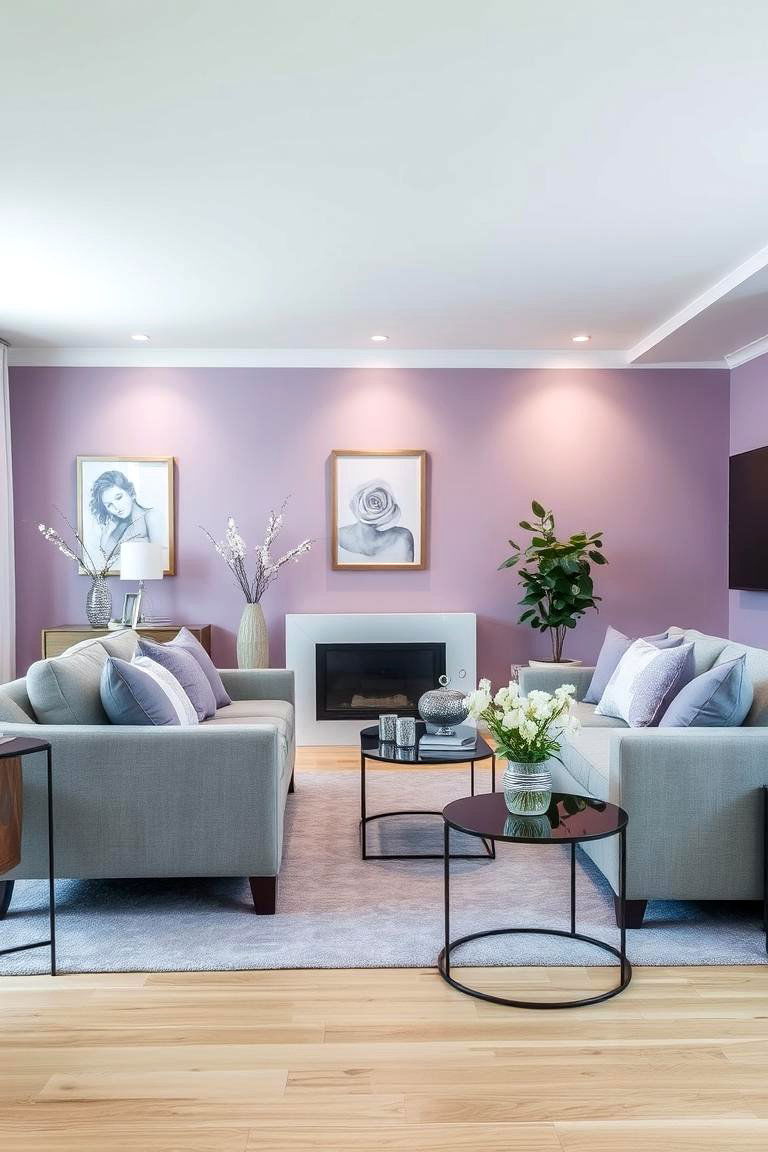 Lavender and Gray Serenity - 24 Two Colour Combination for Living Room