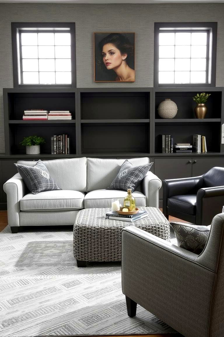 Layer Different Shades of Grey on Furniture - 24 Grey Living Room Ideas