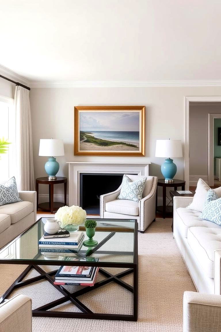 Layer Lighting for Ambiance and Functionality - 24 Hamptons Living Room Ideas
