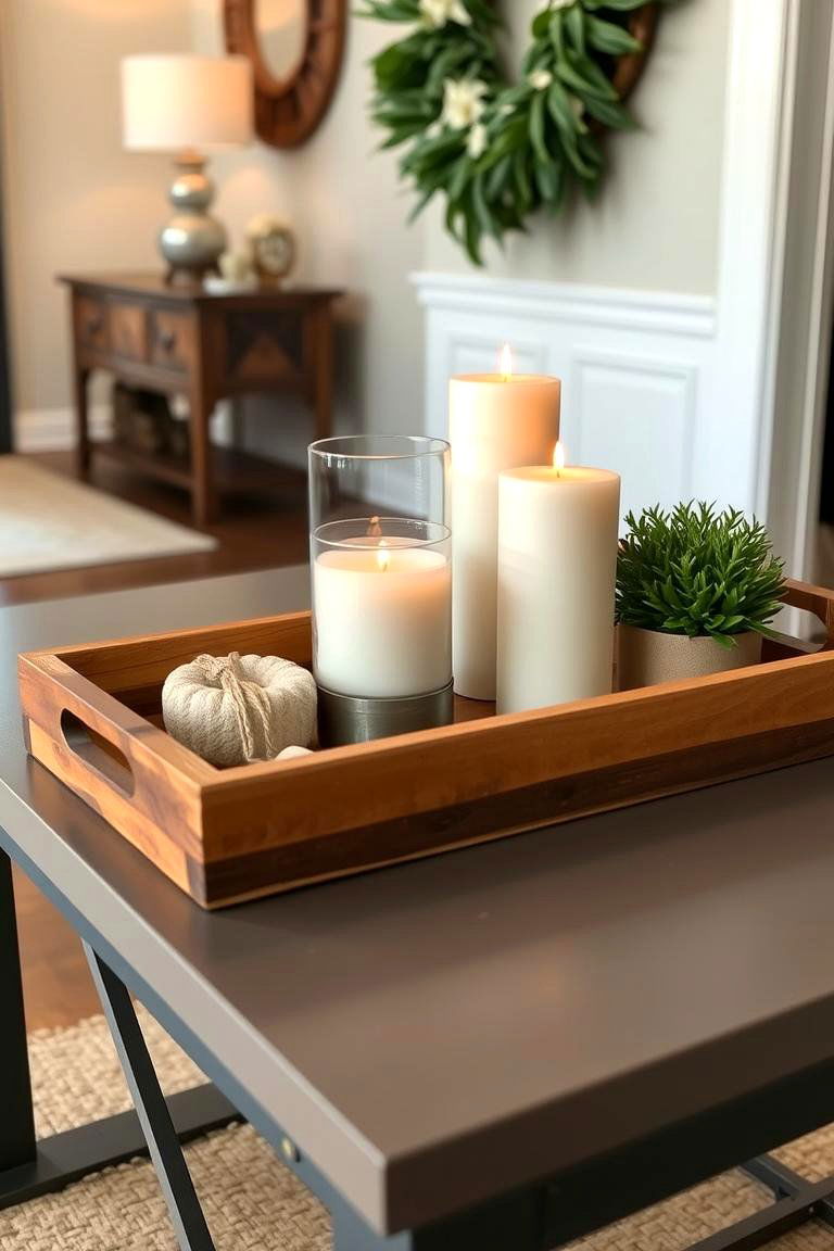 Layer Textures with a Decorative Tray - 24 Entry Table Decor Ideas