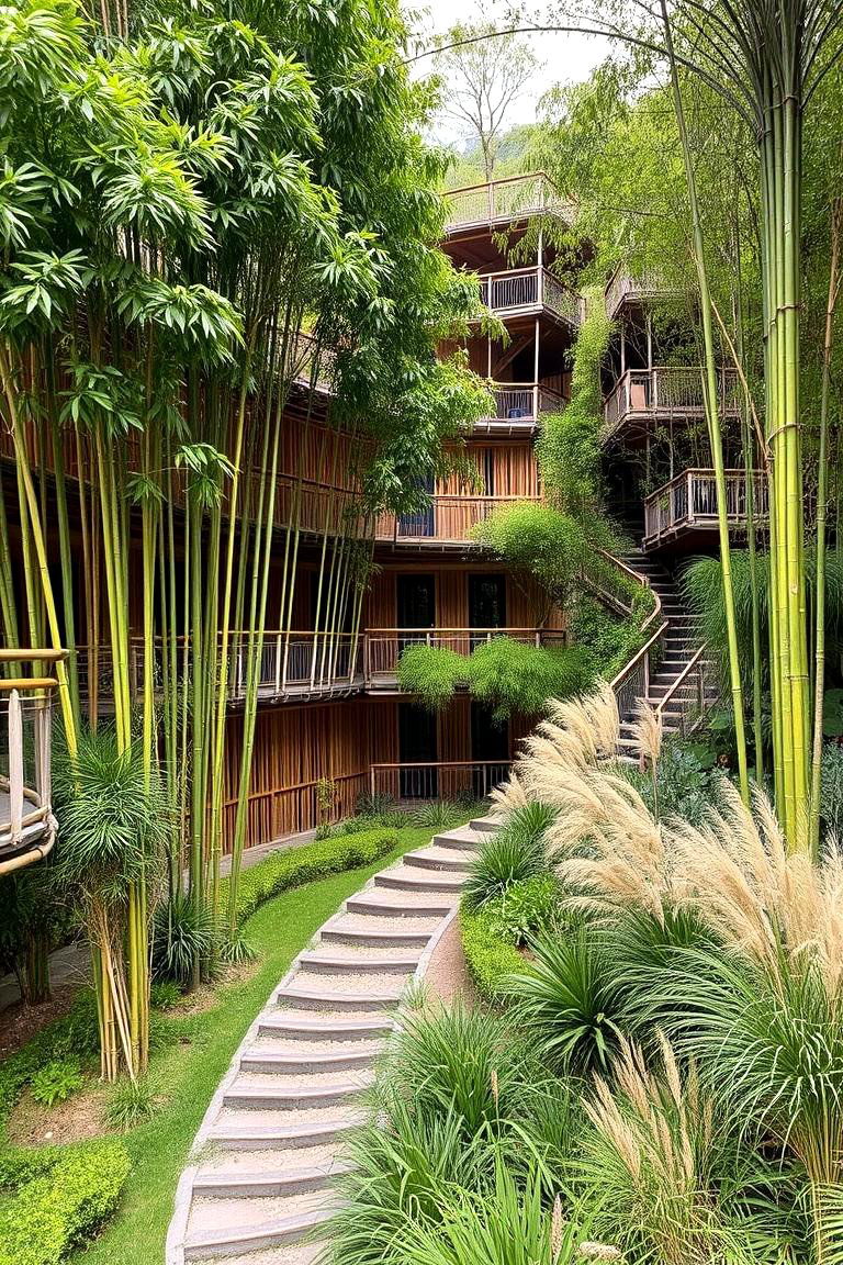 Layered Bamboo Retreat - 24 Sloped Garden Ideas
