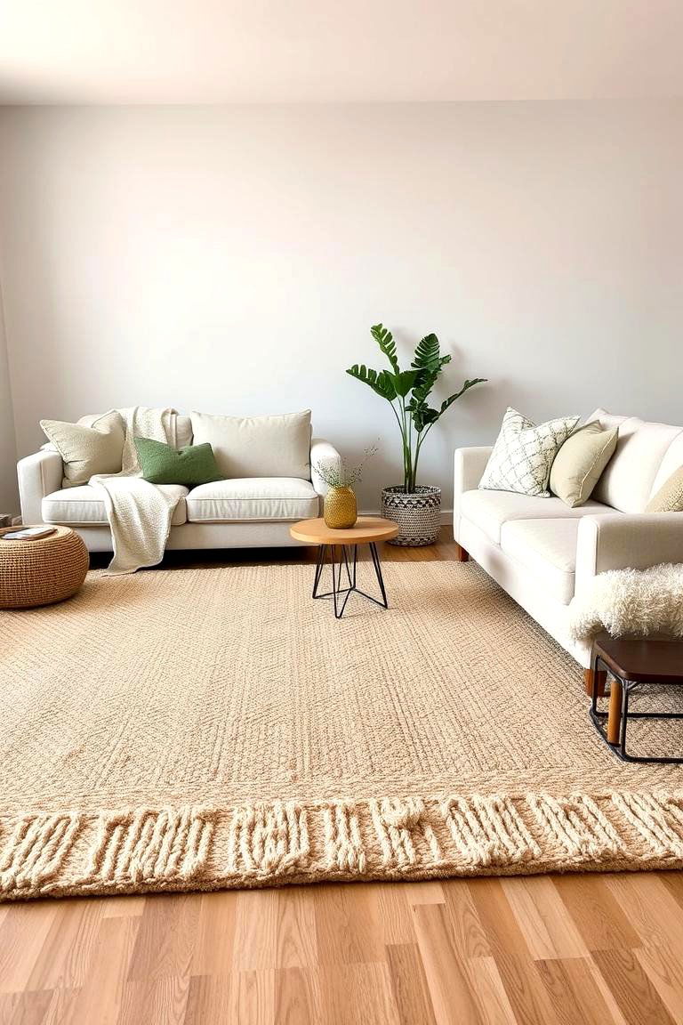 Layered Beige Rugs - 24 Beige Living Room Ideas