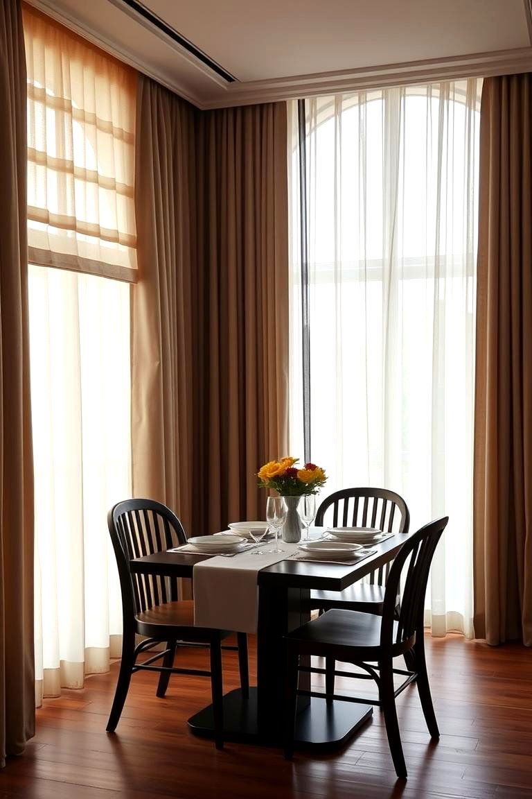 Layered Blackout Curtains - 24 Dining Room Curtain Ideas