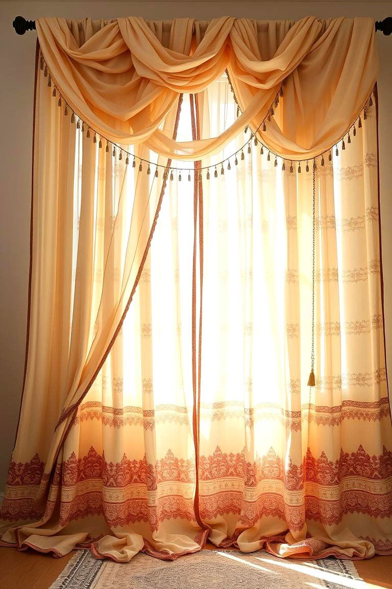 Layered Bohemian Curtains - 24 Bohemian Desert Decor Ideas