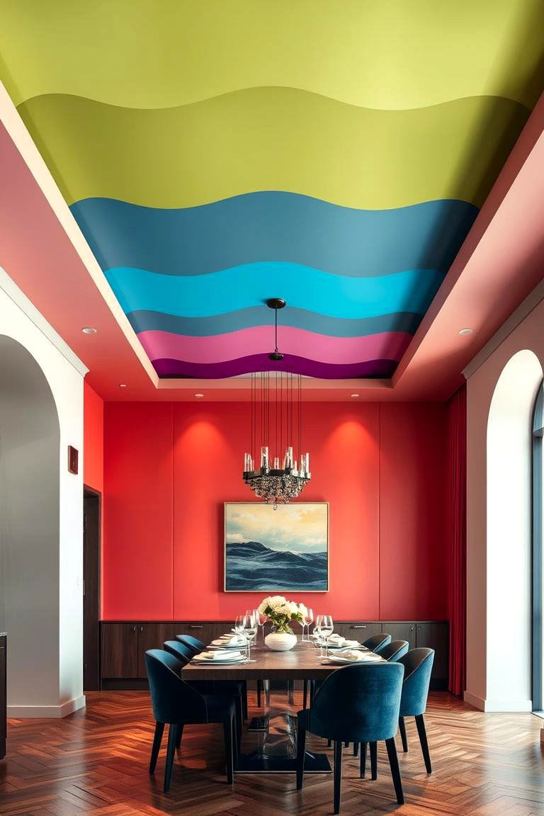 Layered Color Dynamics - 24 Dining Room Ceiling Ideas