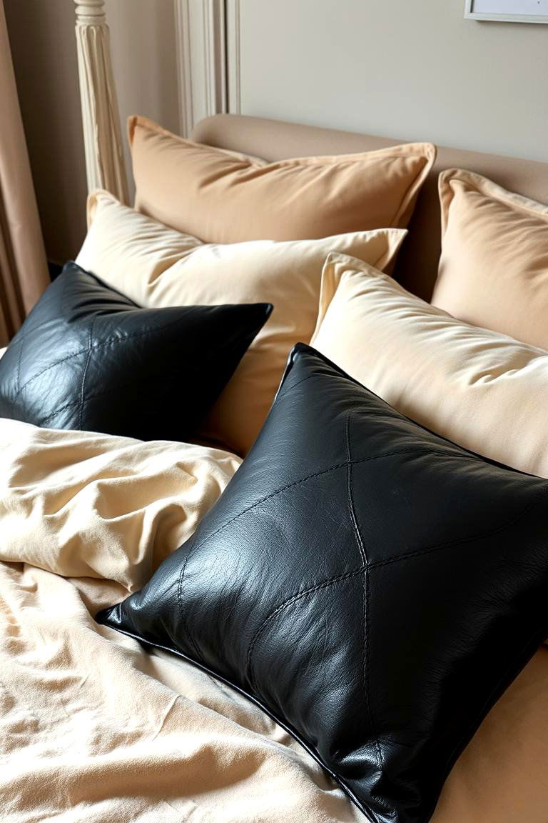 Layered Cream and Black Textures - 24 Cream and Black Bedroom Ideas
