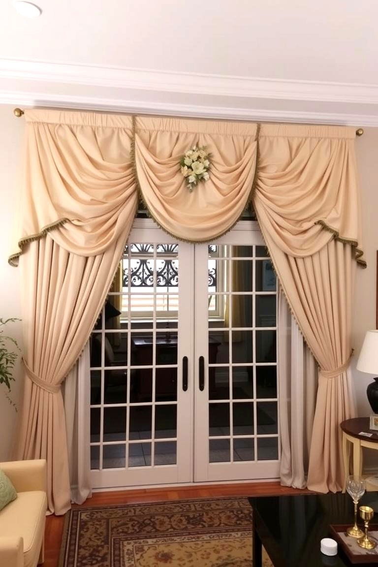Layered Curtains with Valances - 24 Sliding Door Curtain Ideas