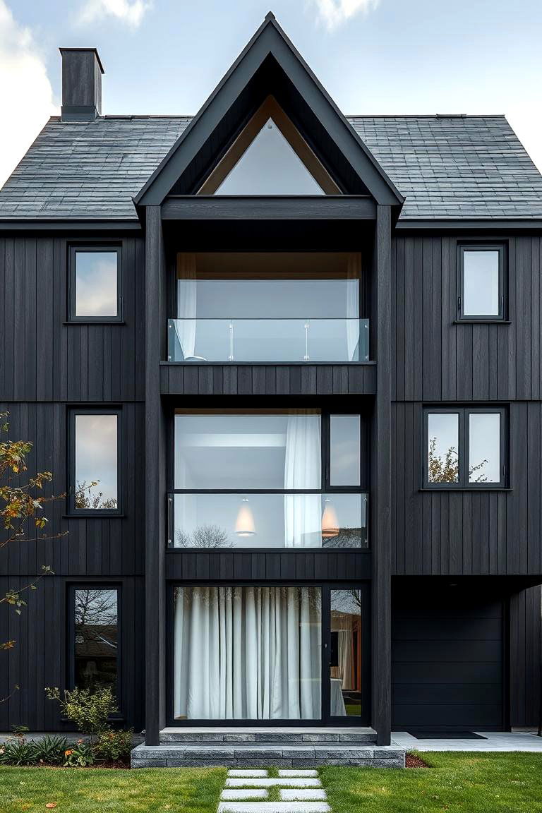 Layered Facade Structure - 24 Dark Grey House Exterior Ideas
