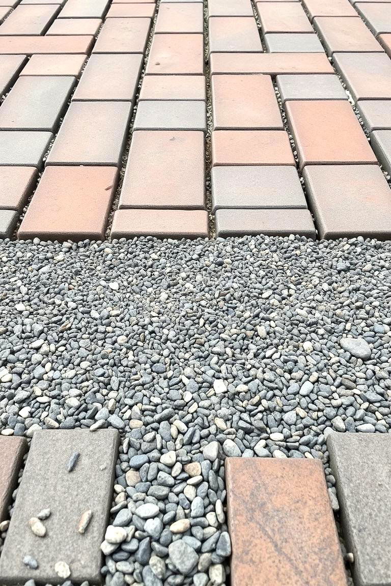Layered Gravel and Paver Design - 24 Gravel Driveway Edging Ideas