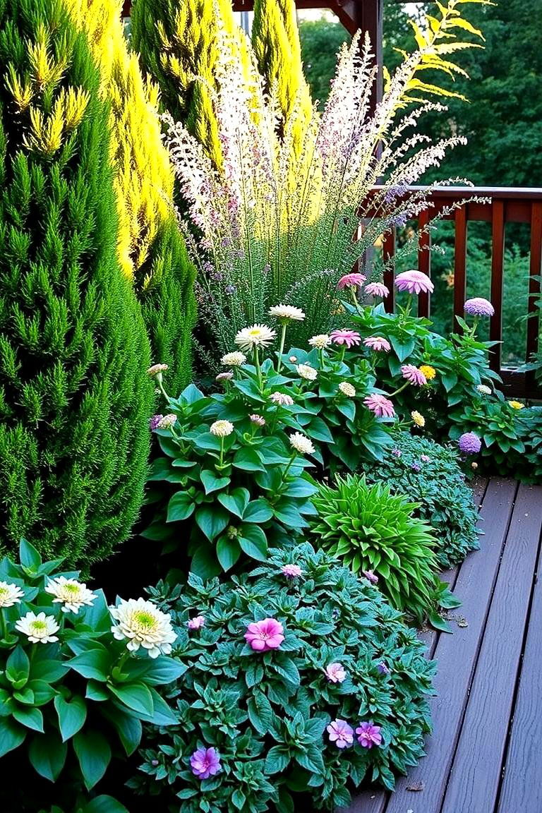 Layered Green Texture - 24 Deck Decorating Ideas With Plant