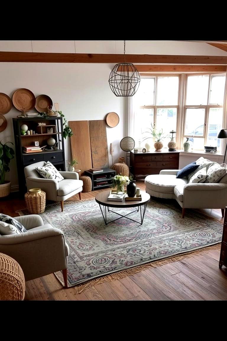 Layered Grey Rugs for a Bohemian Vibe - 24 grey flooring living room ideas