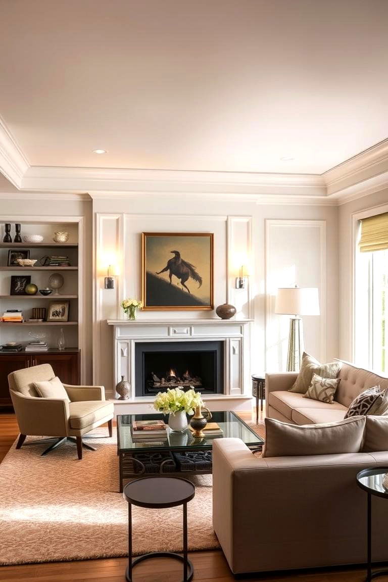 Layered Light Effects - 24 Dulux Egyptian Cotton Living Room Ideas