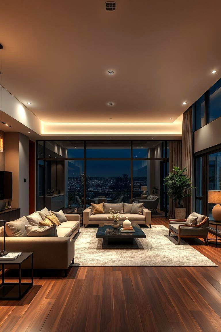 Layered Lighting Designs - 24 Living Room Ceiling Lighting Ideas