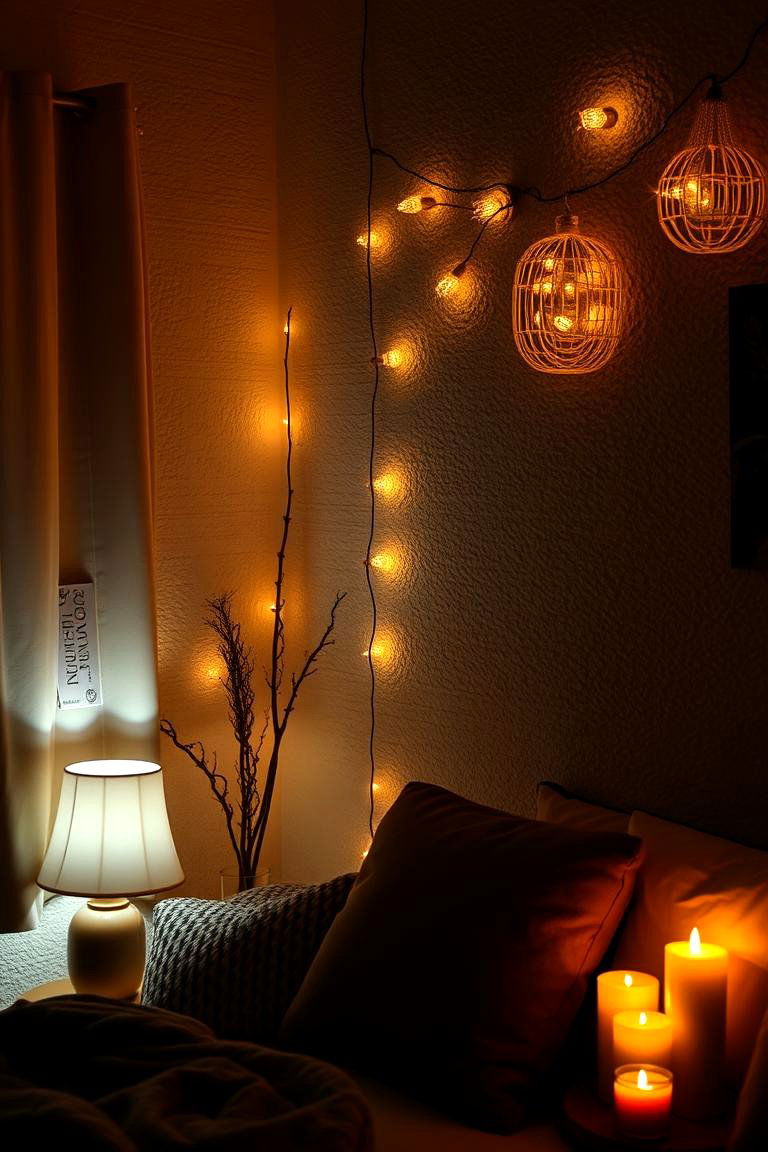 Layered Lighting Effects - 24 Dark Boho Bedroom Ideas