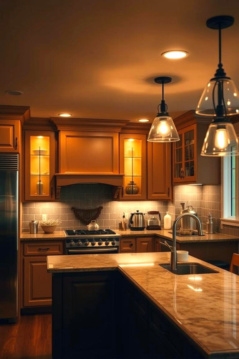 Layered Lighting Effects - 24 Maximalist Kitchen Decor Ideas