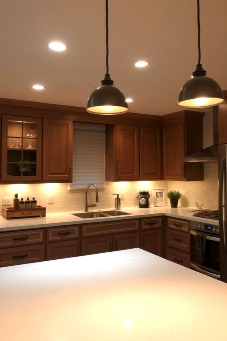 Layered Lighting Techniques - 24 Cozy Kitchen Ideas