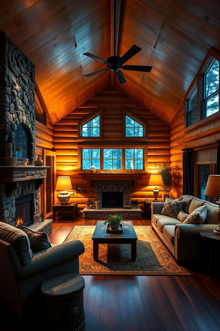 Layered Lighting Techniques - 24 Cabin Living Room Ideas