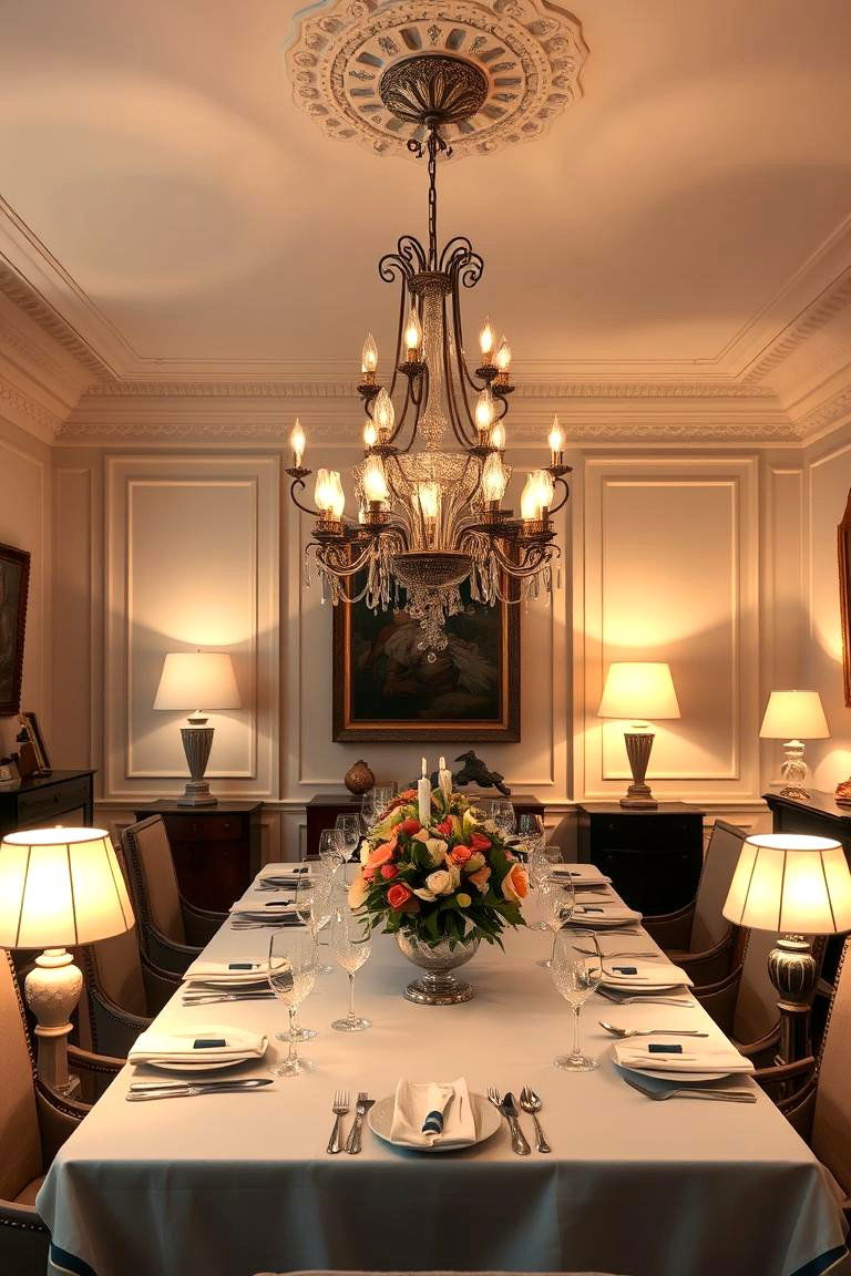 Layered Lighting for Ambiance - 24 Parisian Dining Room Ideas