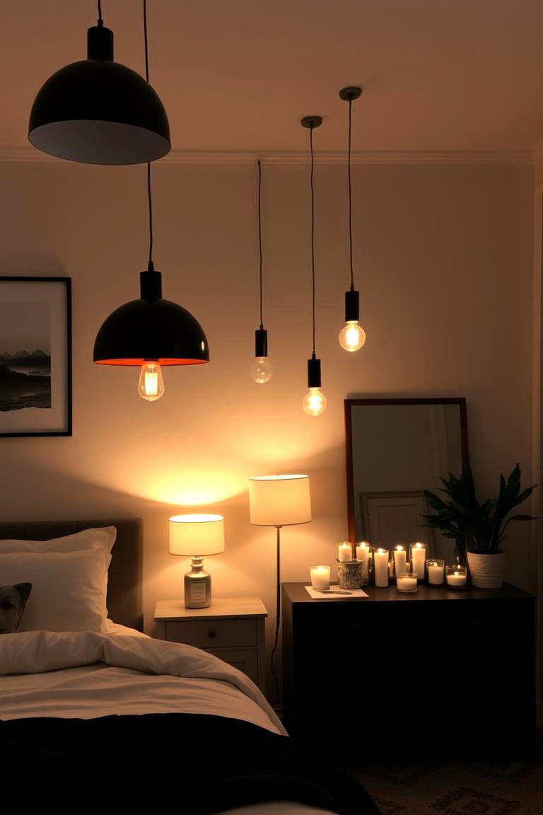 Layered Lighting for Mood Control - 24 earthy bedroom ideas