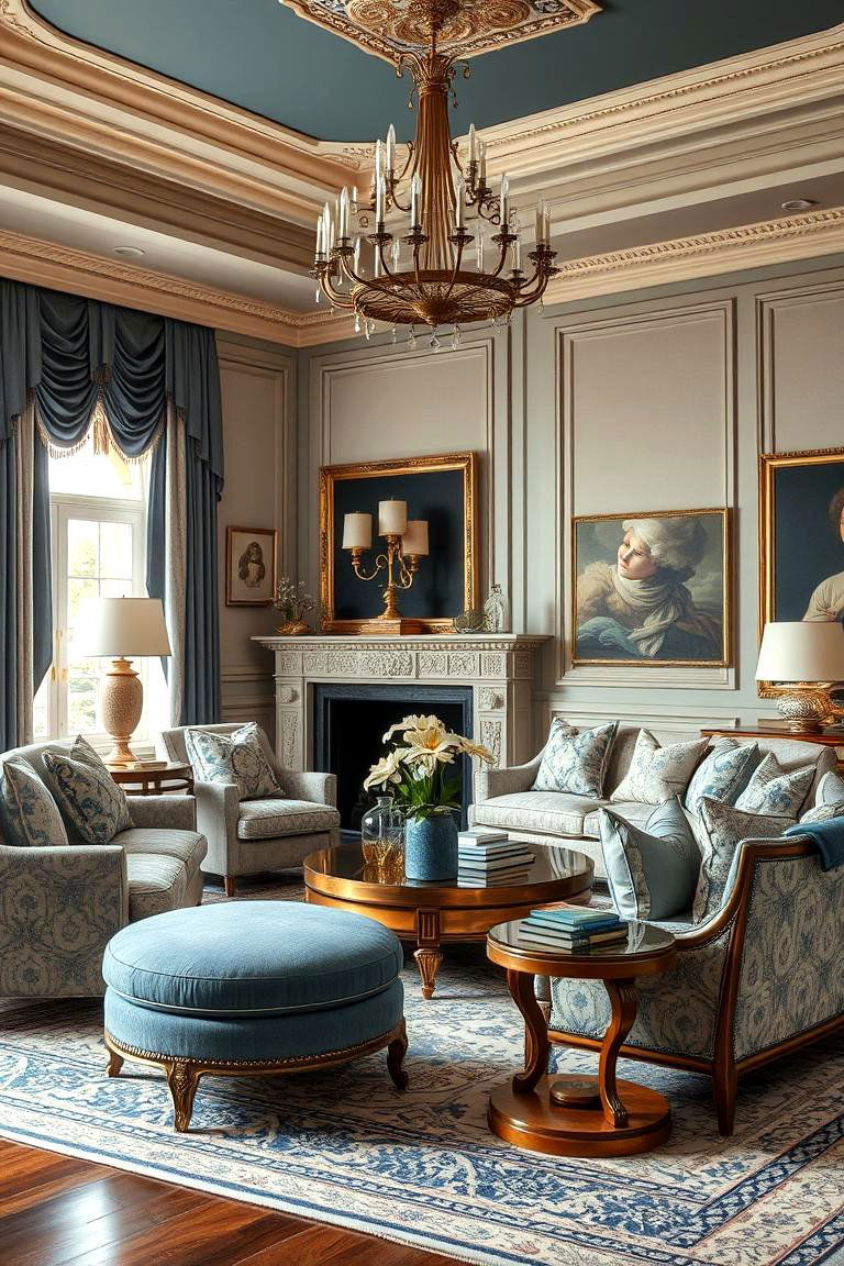Layered Luxury Retreat - 24 blue and beige living room ideas