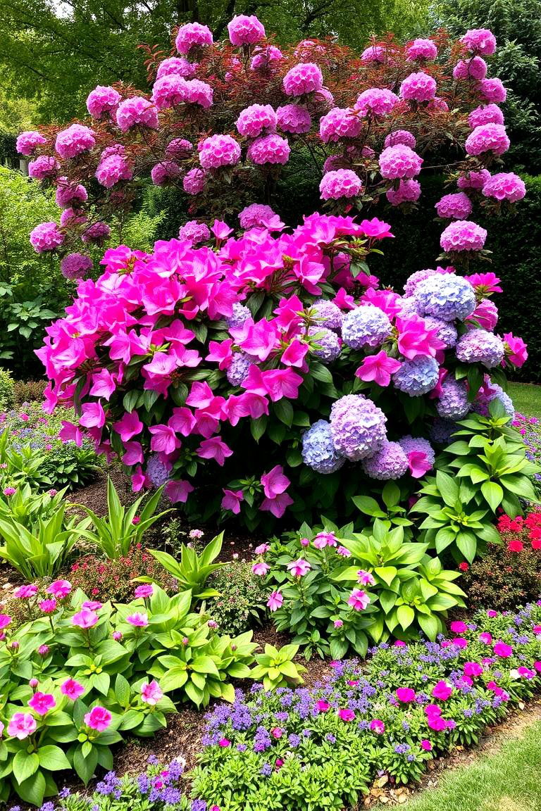 Layered Planting with Shade Shrubs - 24 Shady Garden Ideas