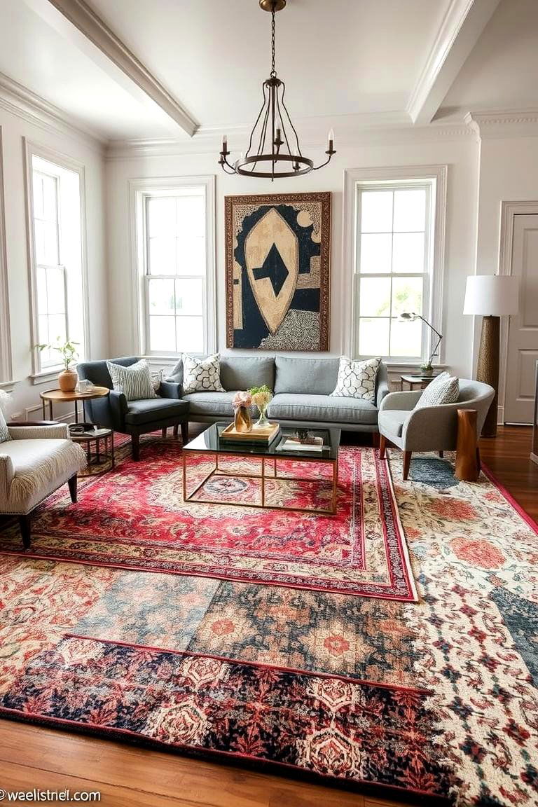 Layered Rug Ensembles - 24 Gypsy Bohemian Living Room Ideas