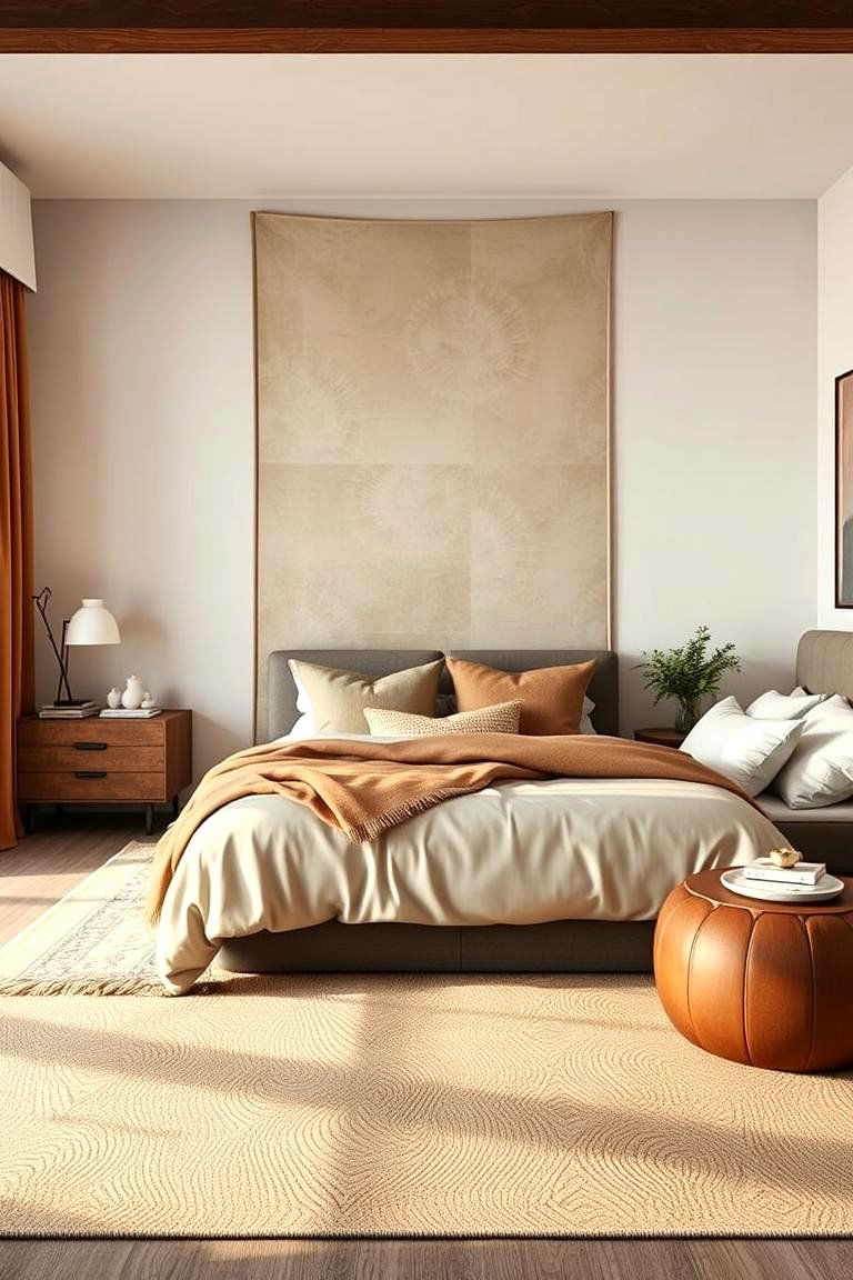 Layered Tan Textures - 24 Tan Bedroom Ideas