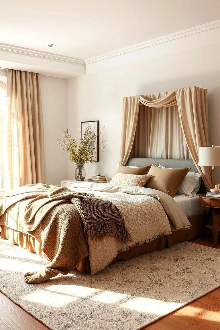 Layered Taupe Textiles - 24 Taupe Bedroom Ideas