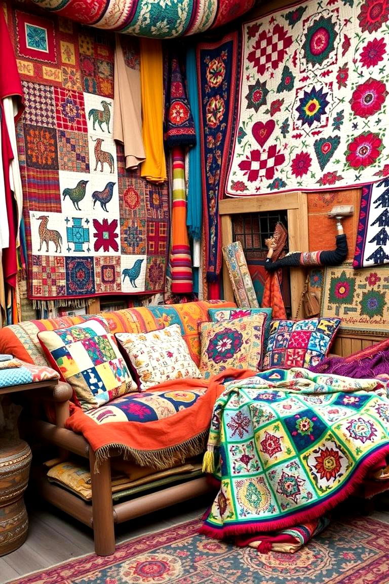 Layered Textiles and Patchwork Designs - 24 Boho Teen Bedroom Ideas
