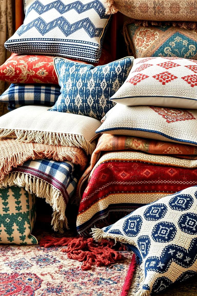 Layered Textiles for Warmth and Depth - 24 Boho Farmhouse Decor Ideas