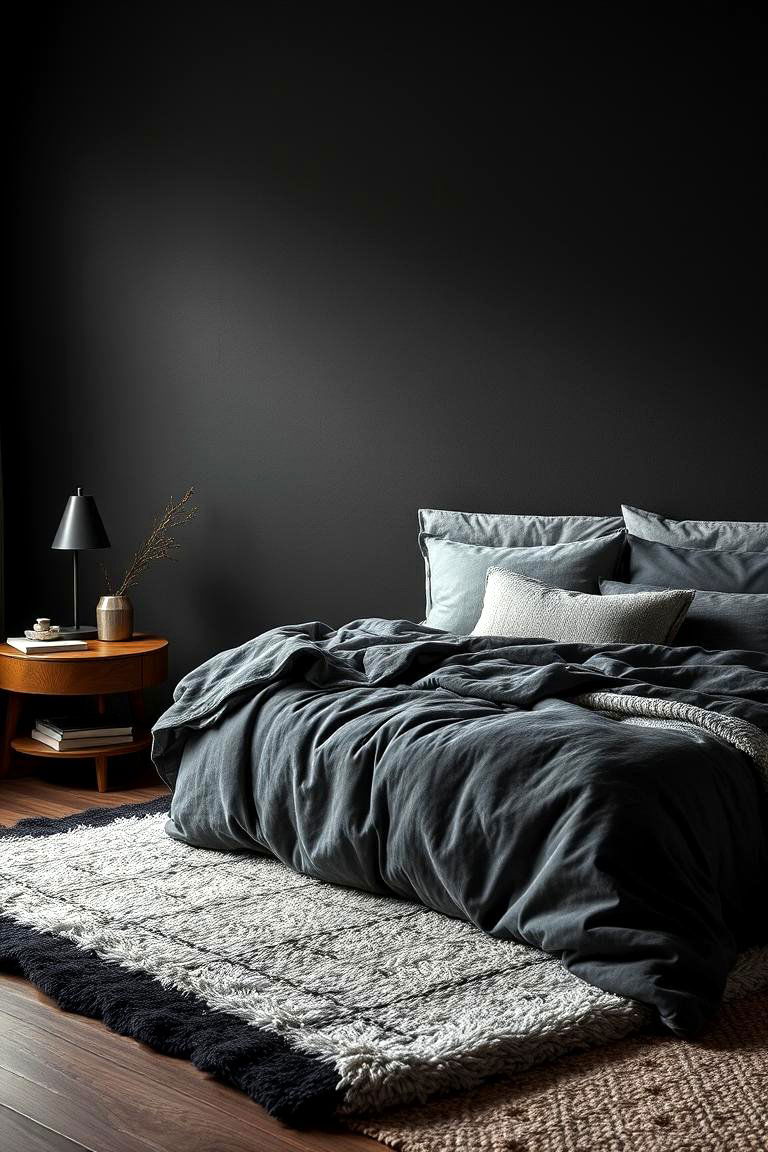Layered Textures - 24 Dark Grey Bedroom Ideas