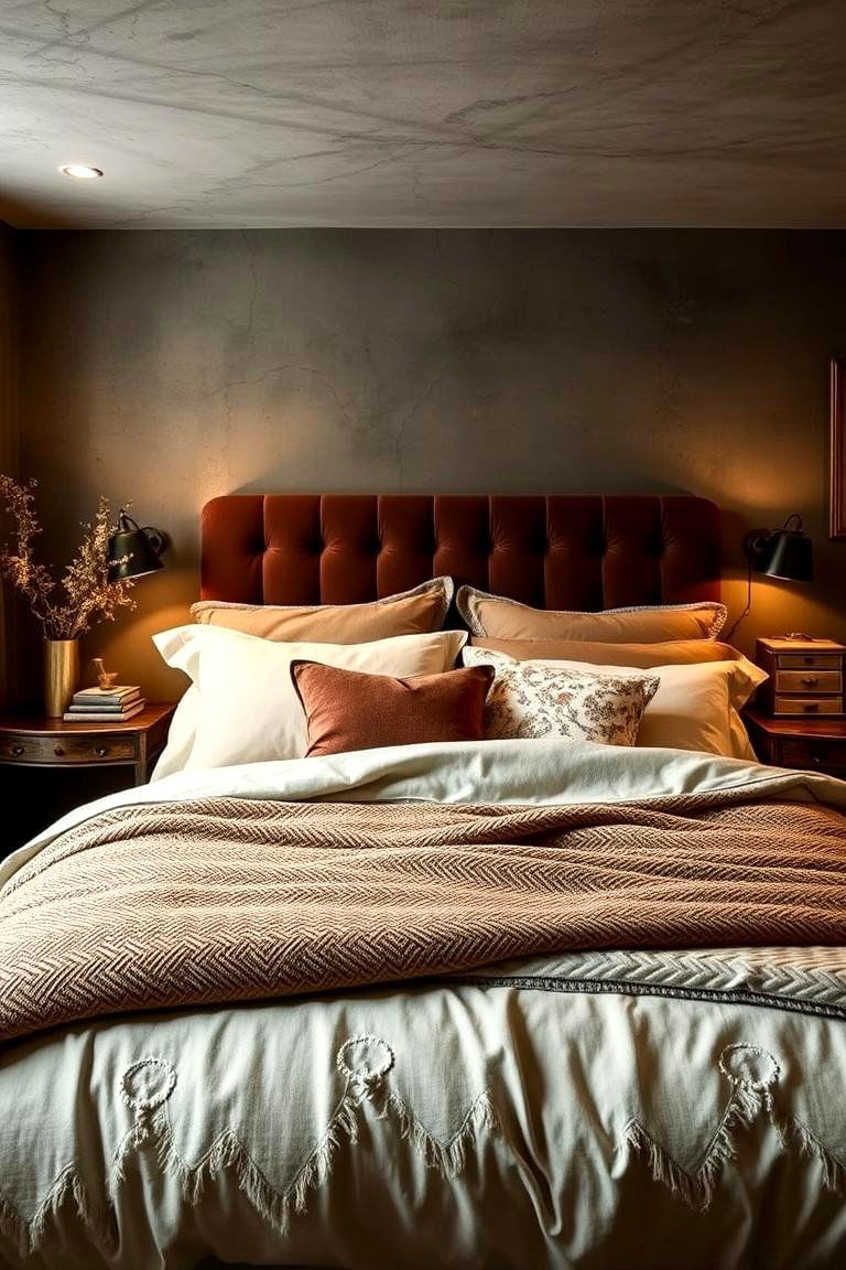 Layered Textures Basement Bedroom - 24 Basement Bedroom Ideas
