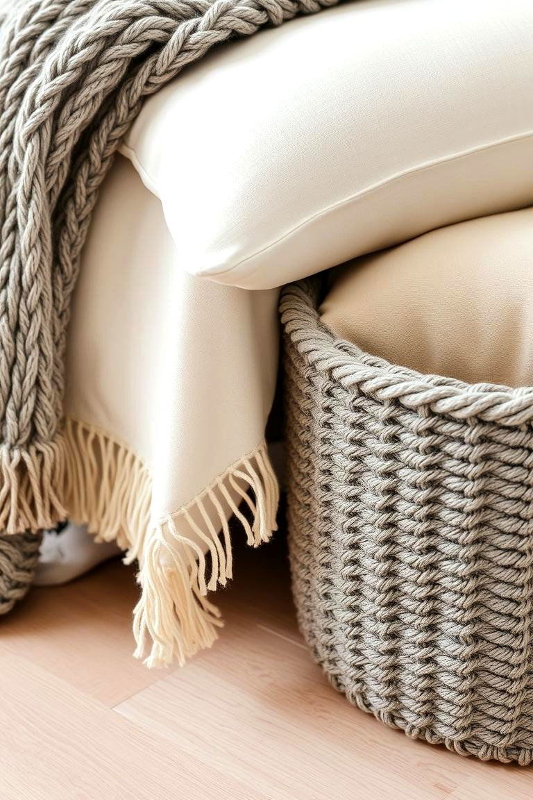 Layered Textures in Neutral Tones - 24 Grey and Cream Living Room Ideas