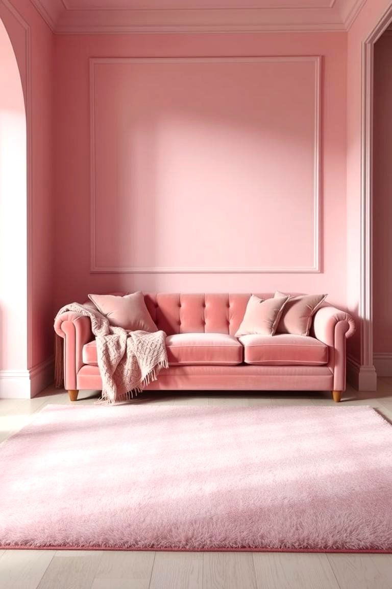 Layered Textures in a Monochromatic Pink Room - 24 Pink Room Ideas