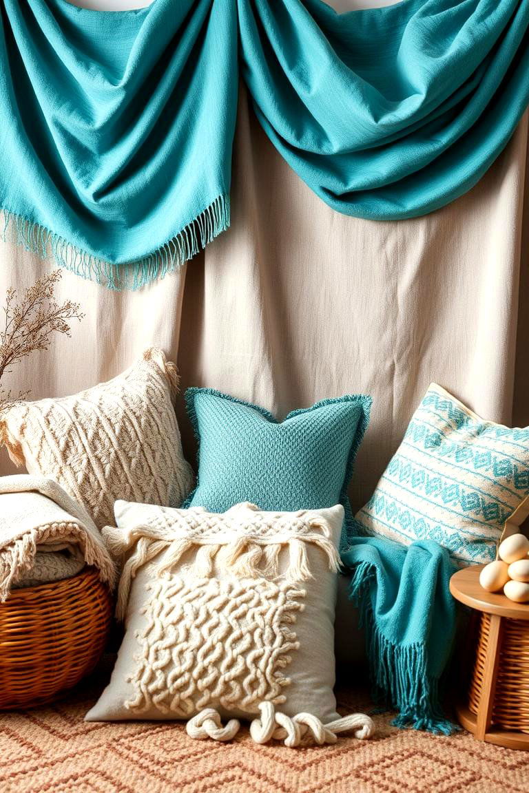 Layered Turquoise Textiles - 24 Turquoise Bedroom Ideas
