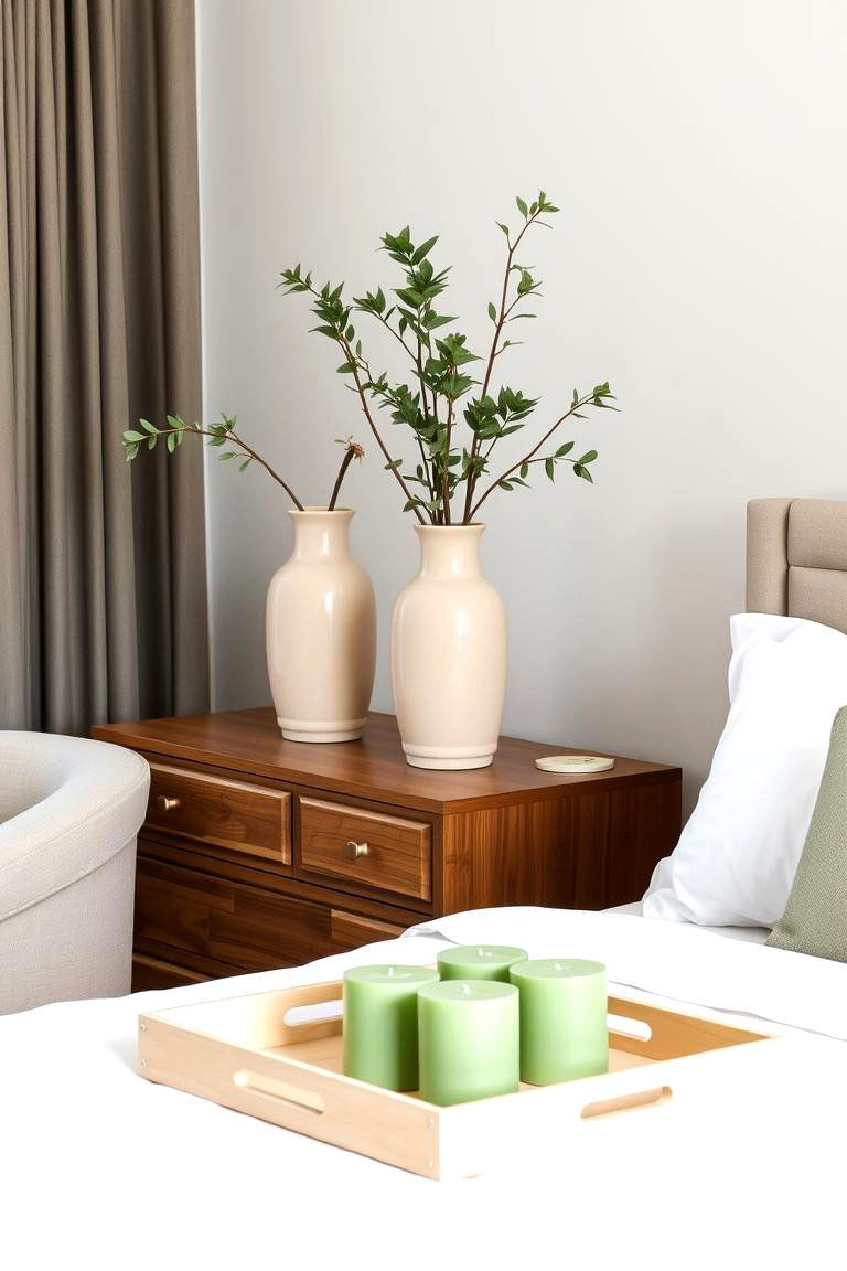 Layering Green and Beige with Accessories - 24 Green and Beige Bedroom Ideas
