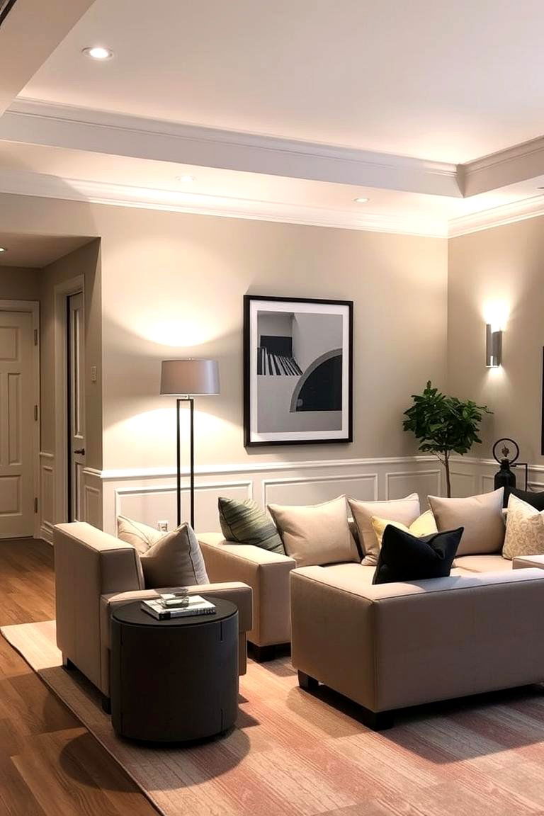 Layering Lighting Options - 24 Greige Living Room Ideas